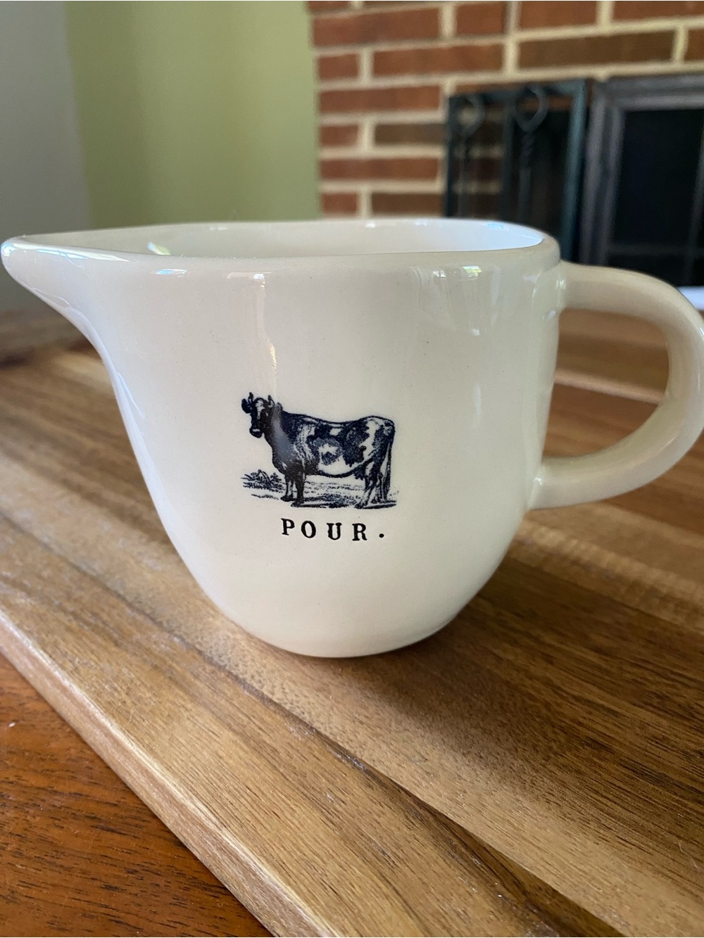 Farmhouse Creamer Pitcher – “POUR” Cow Design Rustic Kitchen Deco